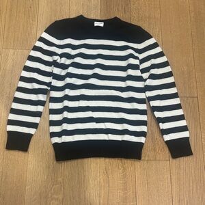 Saint Laurent Black and White Striped Crewneck Sweater